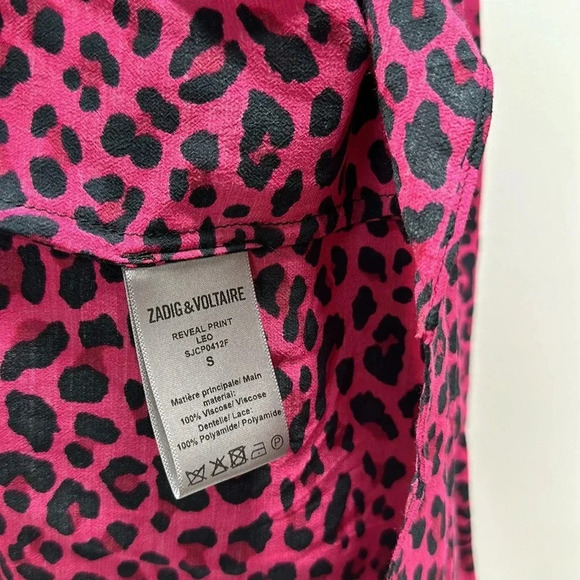 Zadig And Voltaire Reveal Mini Dress Leopard Animal Print Pink Black Size Small - Picture 10 of 13